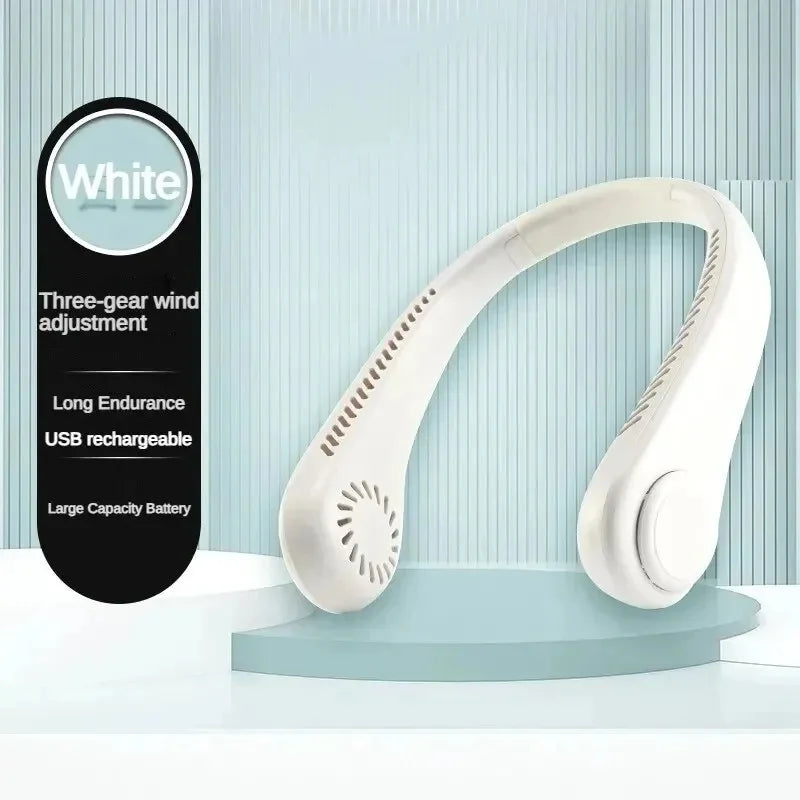 8000mAh USB Hanging Neck Fan Portable Bladeless Mini Rechargeable Mute LED Digital Display Electric Air Cooler Handheld