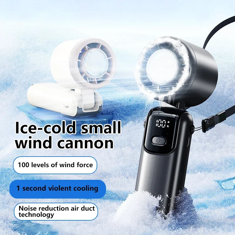 Lenovo Fast Chill Ice Compress Foldable/hangable Usb Desk Fan Ice Cooling Handheld Fan 100 Speeds Turbo Portable For Outdoor