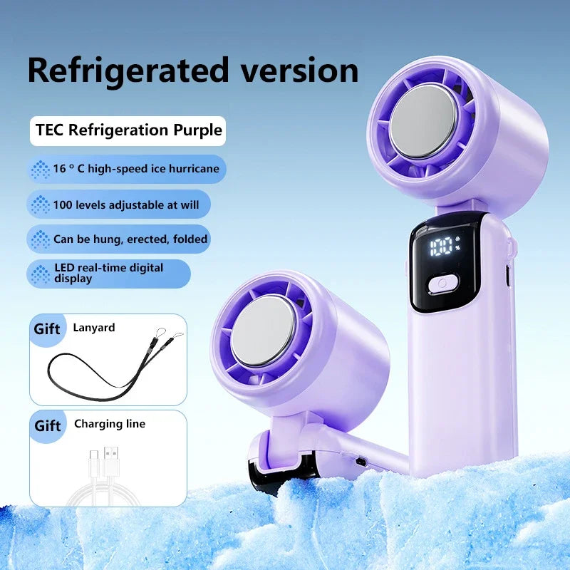 Lenovo Fast Chill Ice Compress Foldable/hangable Usb Desk Fan Ice Cooling Handheld Fan 100 Speeds Turbo Portable For Outdoor
