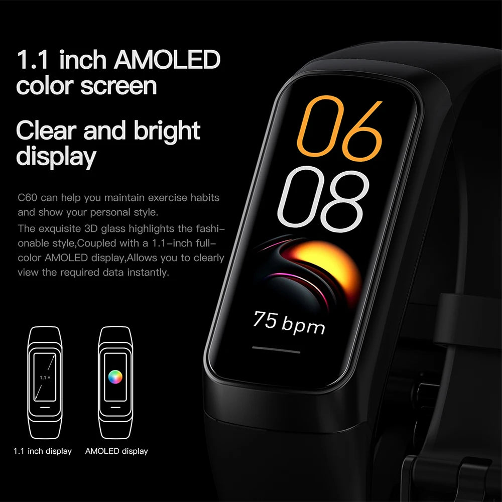 AMOLED Smartwatch Body Temperature Monitor Fitness Clock Sports 3ATM Waterproof Men Smart Watch Band for Women IOS Android 2026