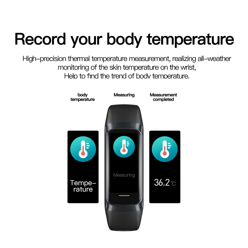 AMOLED Smartwatch Body Temperature Monitor Fitness Clock Sports 3ATM Waterproof Men Smart Watch Band for Women IOS Android 2026