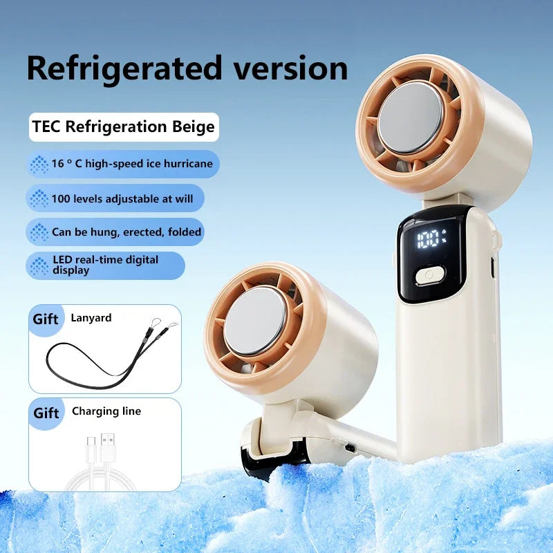 Lenovo Fast Chill Ice Compress Foldable/hangable Usb Desk Fan Ice Cooling Handheld Fan 100 Speeds Turbo Portable For Outdoor