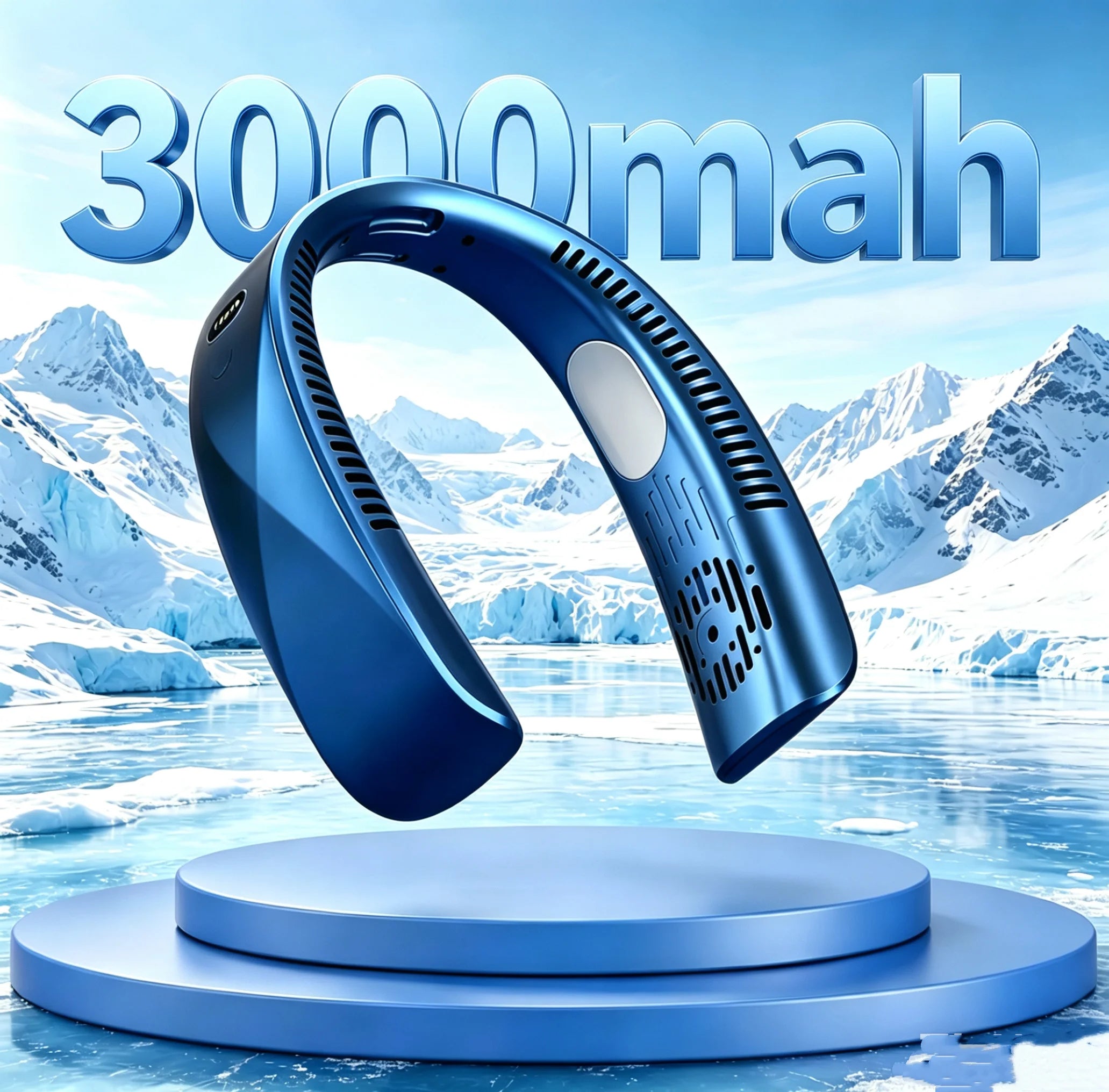 8000mAh USB Hanging Neck Fan Portable Bladeless Mini Rechargeable Mute LED Digital Display Electric Air Cooler Handheld