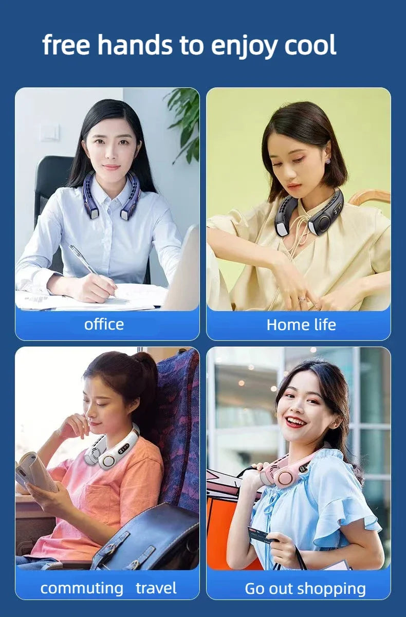 Neck Fan Rechargeable, Personal Portable Fan Battery Operated, Hands Free Wearable USB Neck Cooling Fan for Indoor Outdoo