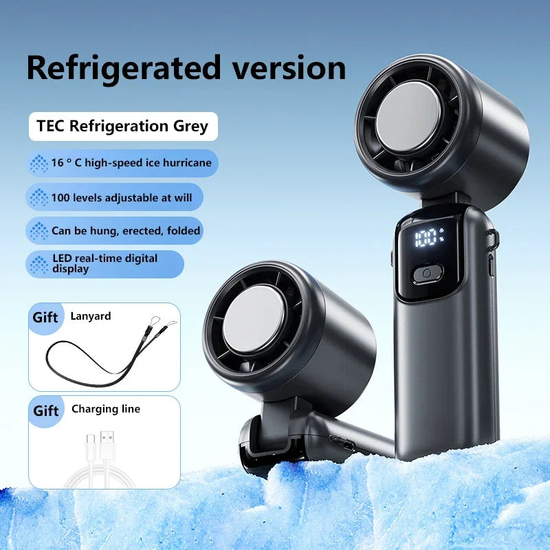 Lenovo Fast Chill Ice Compress Foldable/hangable Usb Desk Fan Ice Cooling Handheld Fan 100 Speeds Turbo Portable For Outdoor