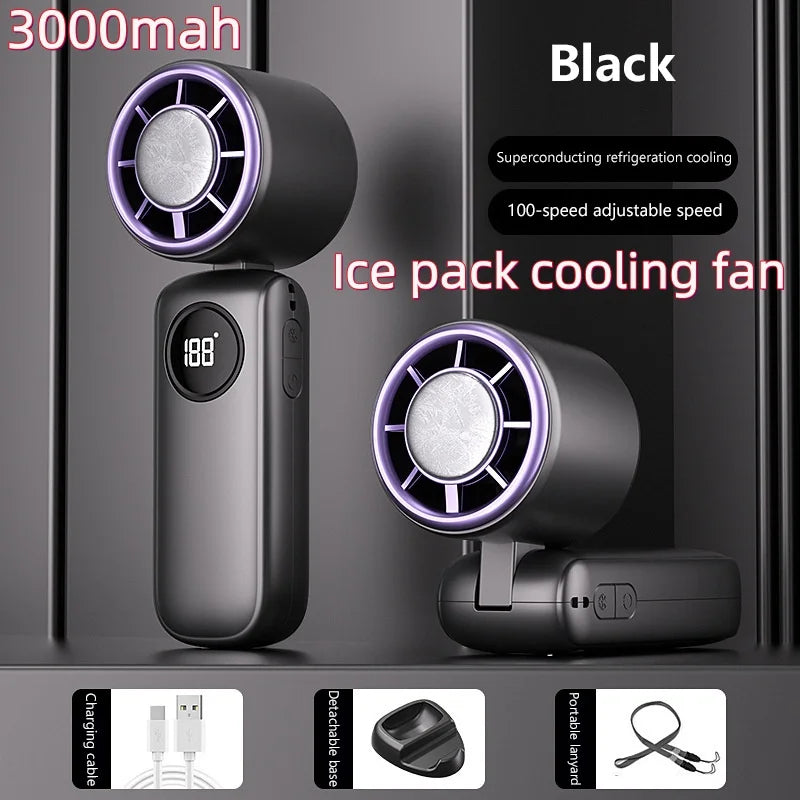 8000mAh USB Hanging Neck Fan Portable Bladeless Mini Rechargeable Mute LED Digital Display Electric Air Cooler Handheld