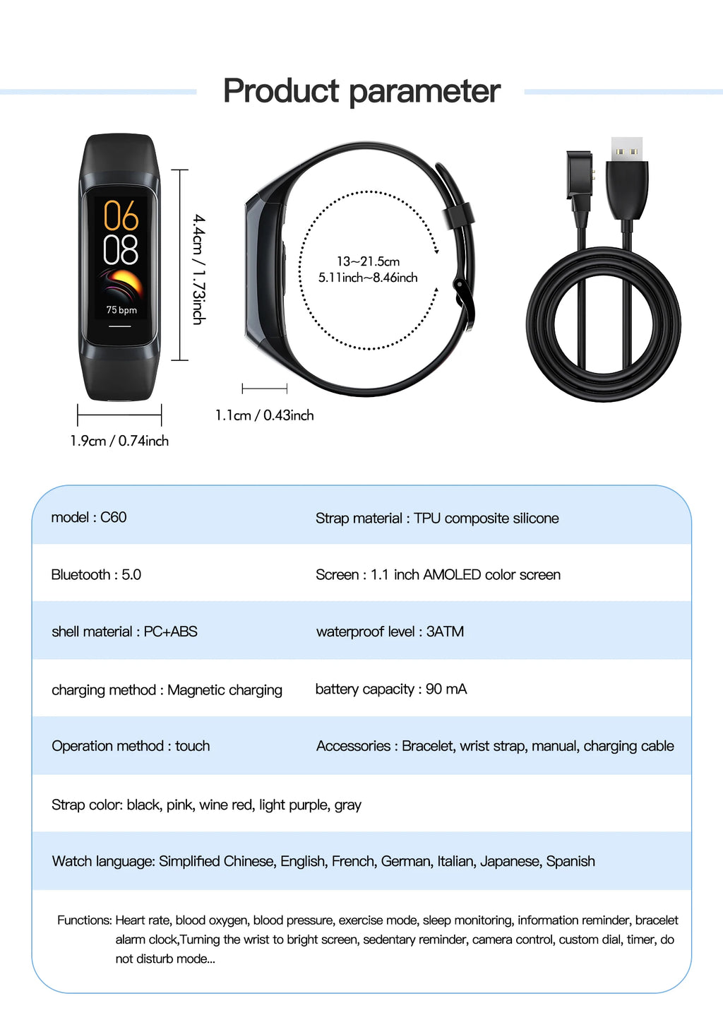 AMOLED Smartwatch Body Temperature Monitor Fitness Clock Sports 3ATM Waterproof Men Smart Watch Band for Women IOS Android 2026
