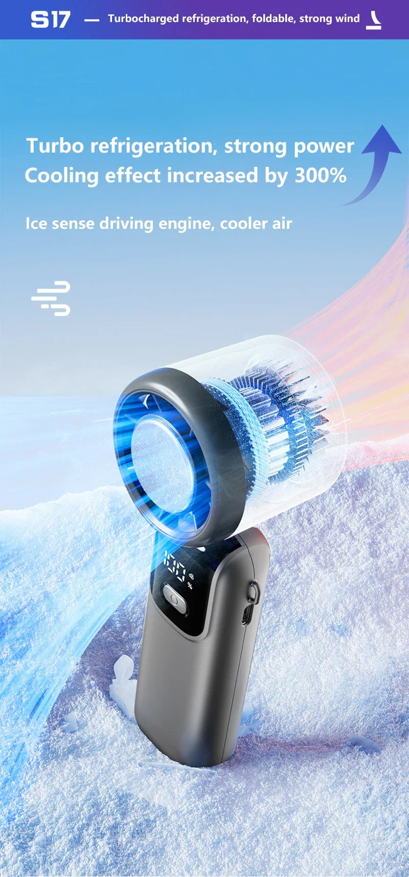 Lenovo Fast Chill Ice Compress Foldable/hangable Usb Desk Fan Ice Cooling Handheld Fan 100 Speeds Turbo Portable For Outdoor