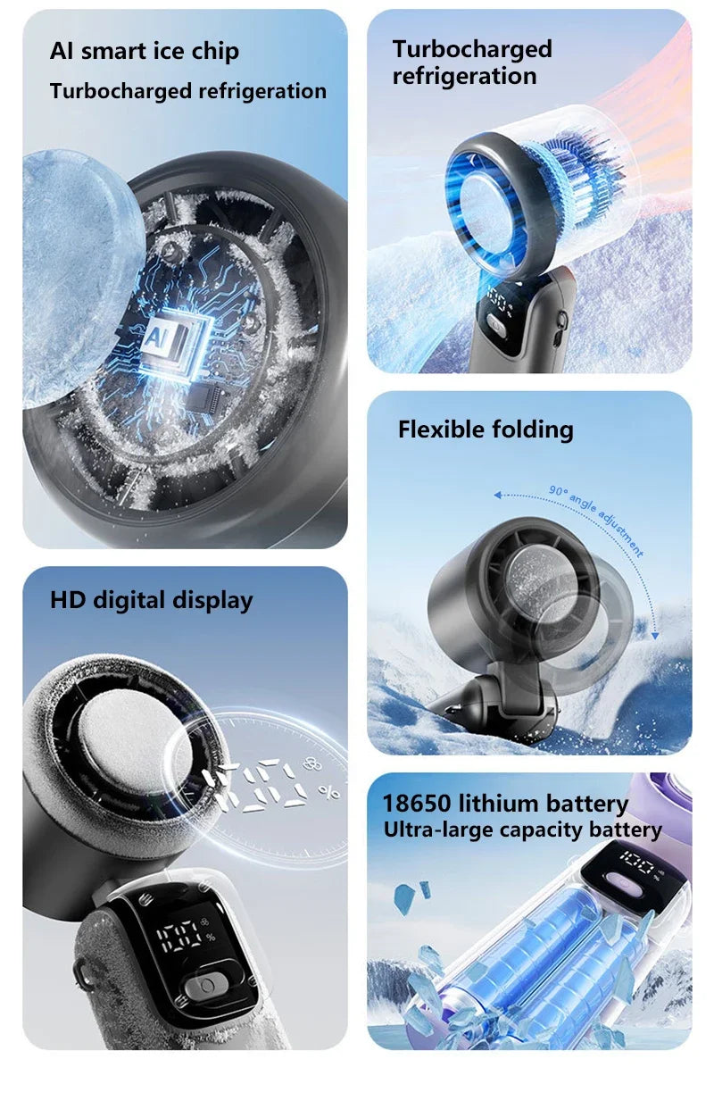 Lenovo Fast Chill Ice Compress Foldable/hangable Usb Desk Fan Ice Cooling Handheld Fan 100 Speeds Turbo Portable For Outdoor