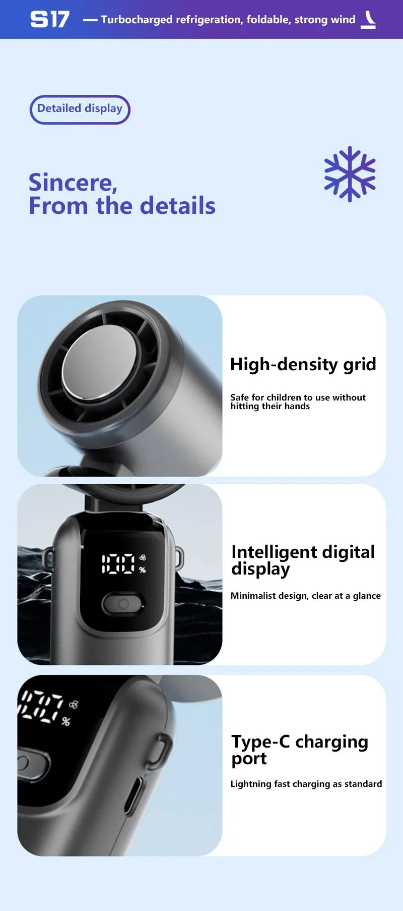 Lenovo Fast Chill Ice Compress Foldable/hangable Usb Desk Fan Ice Cooling Handheld Fan 100 Speeds Turbo Portable For Outdoor