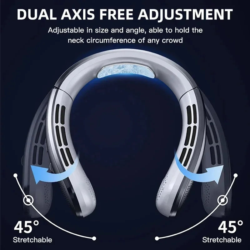 8000mAh USB Hanging Neck Fan Portable Bladeless Mini Rechargeable Mute LED Digital Display Electric Air Cooler Handheld