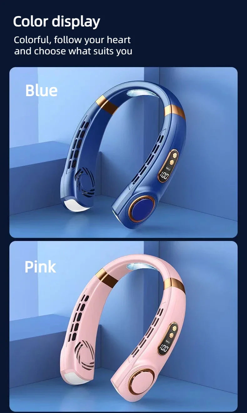 Neck Fan Rechargeable, Personal Portable Fan Battery Operated, Hands Free Wearable USB Neck Cooling Fan for Indoor Outdoo