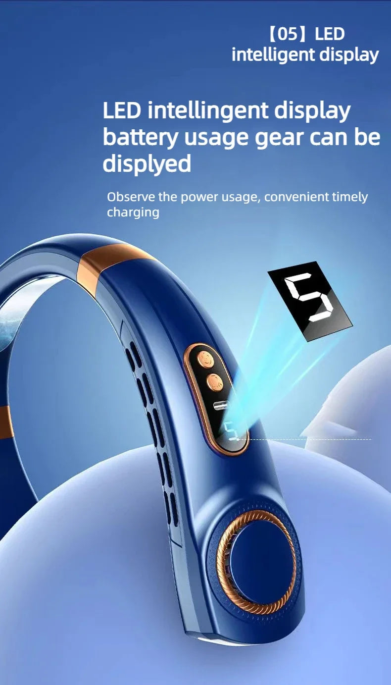 Neck Fan Rechargeable, Personal Portable Fan Battery Operated, Hands Free Wearable USB Neck Cooling Fan for Indoor Outdoo